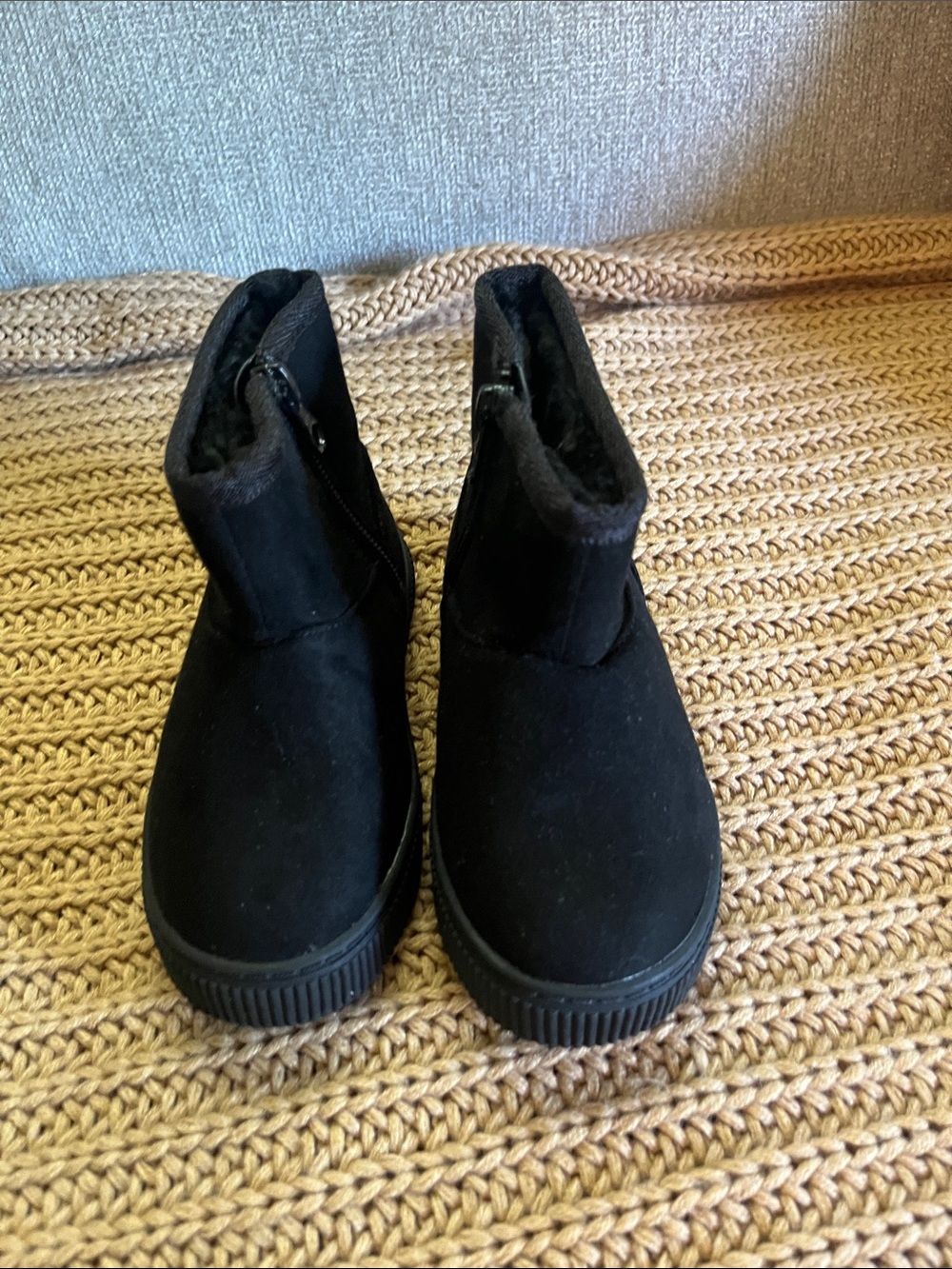 Cat & Jack Black Kids Faux-Suede Ankle Boots with Inner Lining